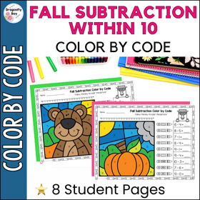 Fall Subtraction Color by Code